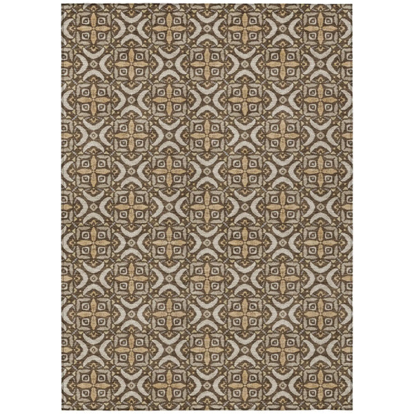3' X 5' Chocolate And Brown Geometric Washable Indoor Outdoor Area Rug Homeroots Outdoor