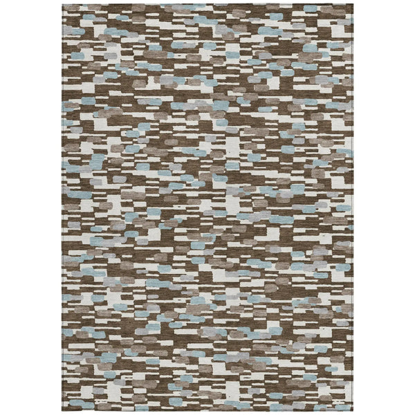 3' X 5' Chocolate And Brown Geometric Washable Indoor Outdoor Area Rug Homeroots Outdoor