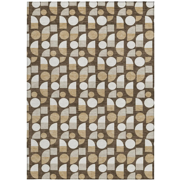 3' X 5' Chocolate And Brown Geometric Washable Indoor Outdoor Area Rug Homeroots Outdoor