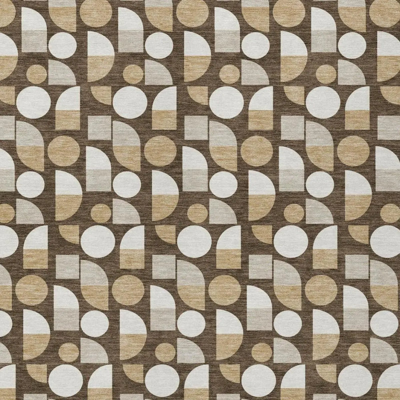 3' X 5' Chocolate And Brown Geometric Washable Indoor Outdoor Area Rug Homeroots Outdoor