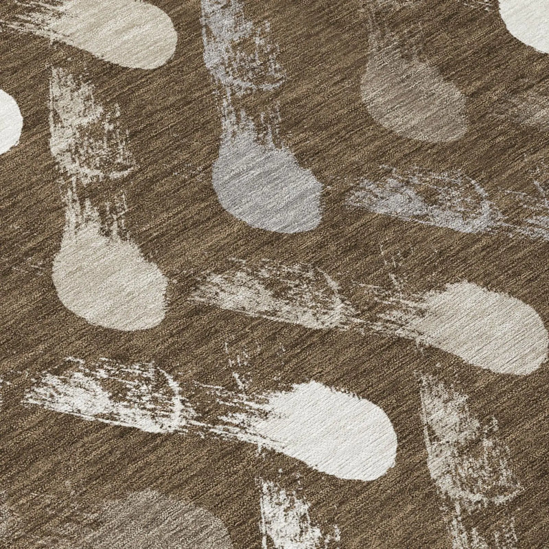 3' X 5' Chocolate And Brown Geometric Washable Indoor Outdoor Area Rug Homeroots Outdoor