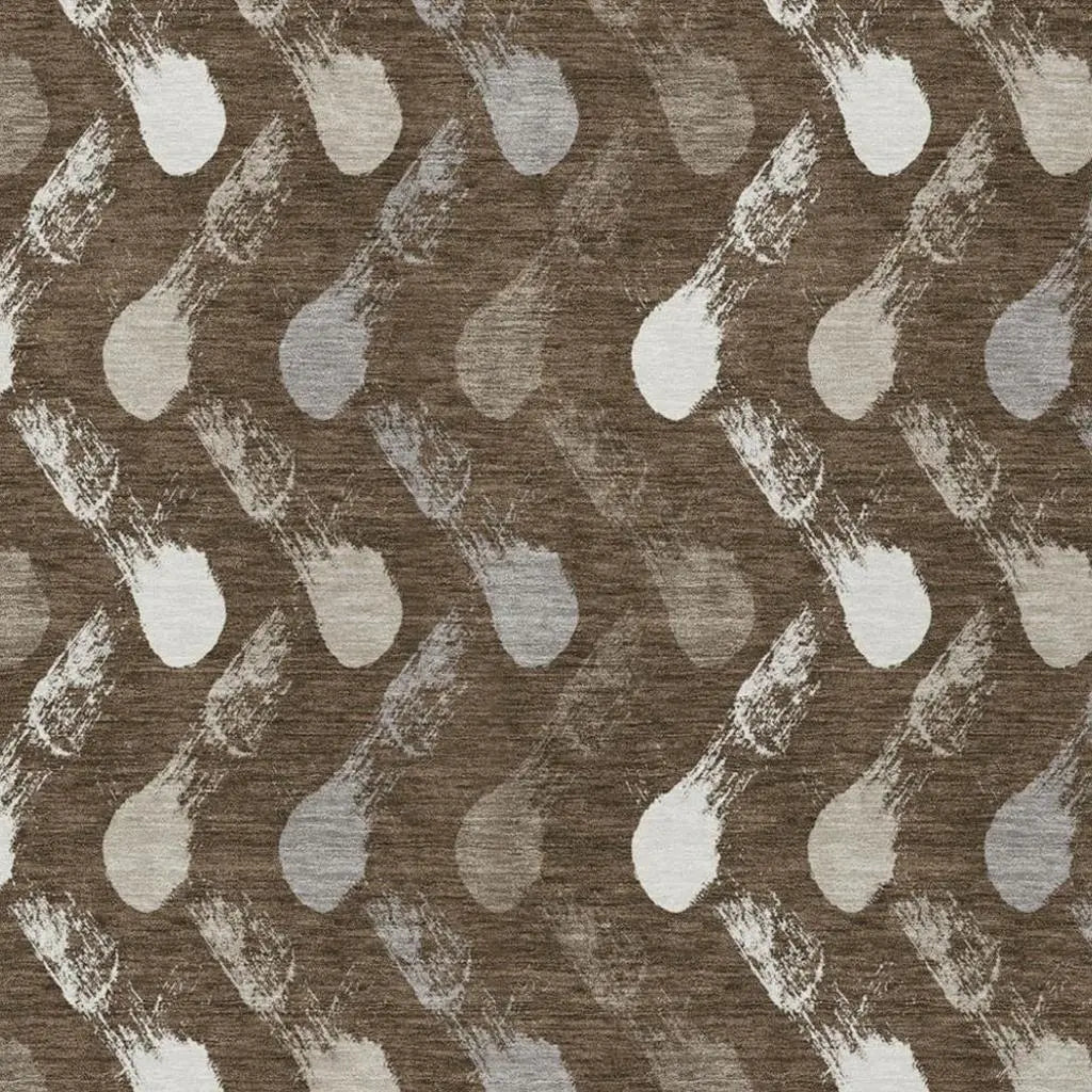 3' X 5' Chocolate And Brown Geometric Washable Indoor Outdoor Area Rug Homeroots Outdoor