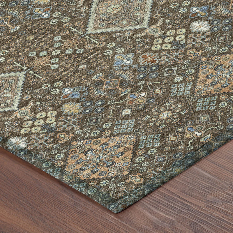 3' X 5' Chocolate And Brown Geometric Washable Indoor Outdoor Area Rug Homeroots Outdoor