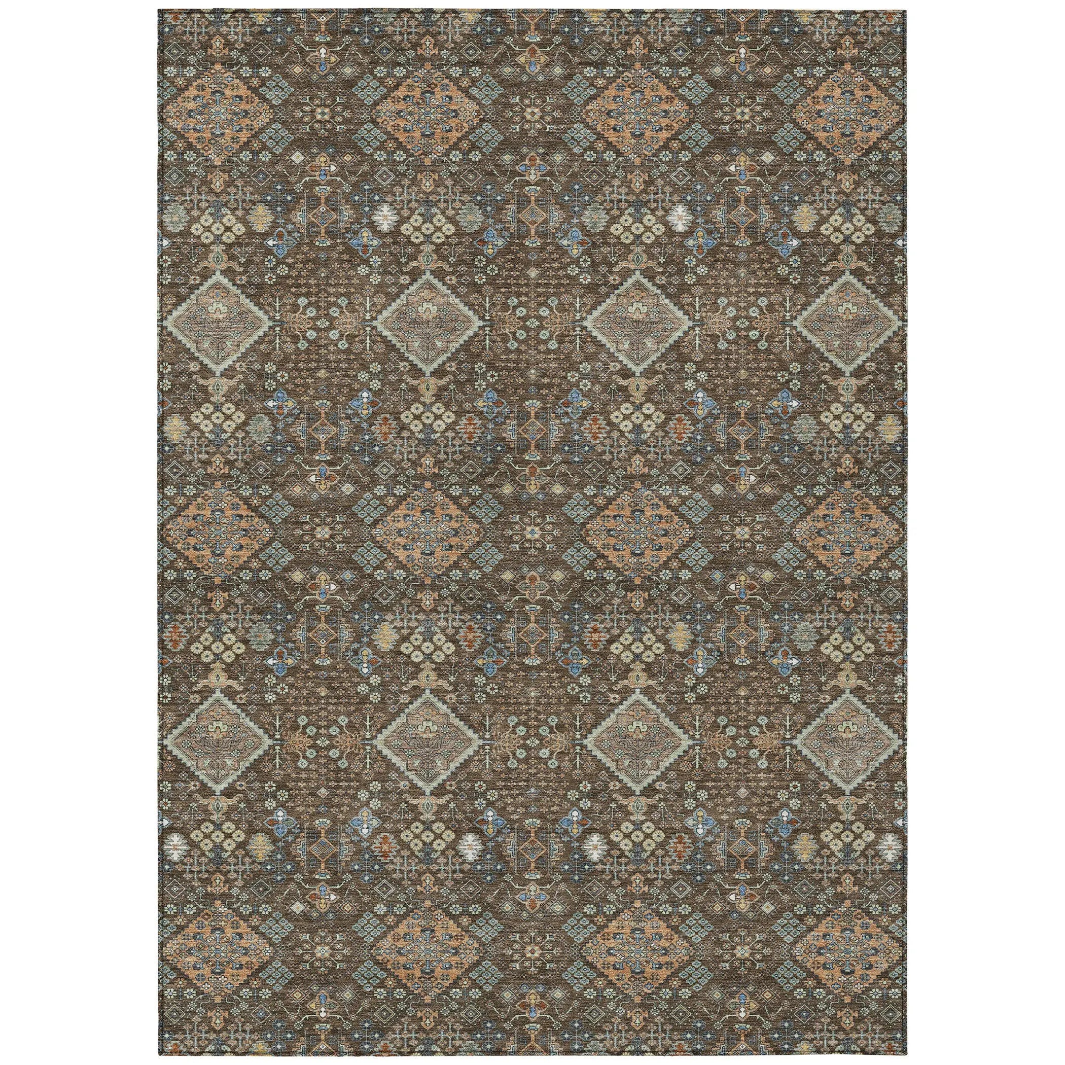 3' X 5' Chocolate And Brown Geometric Washable Indoor Outdoor Area Rug Homeroots Outdoor