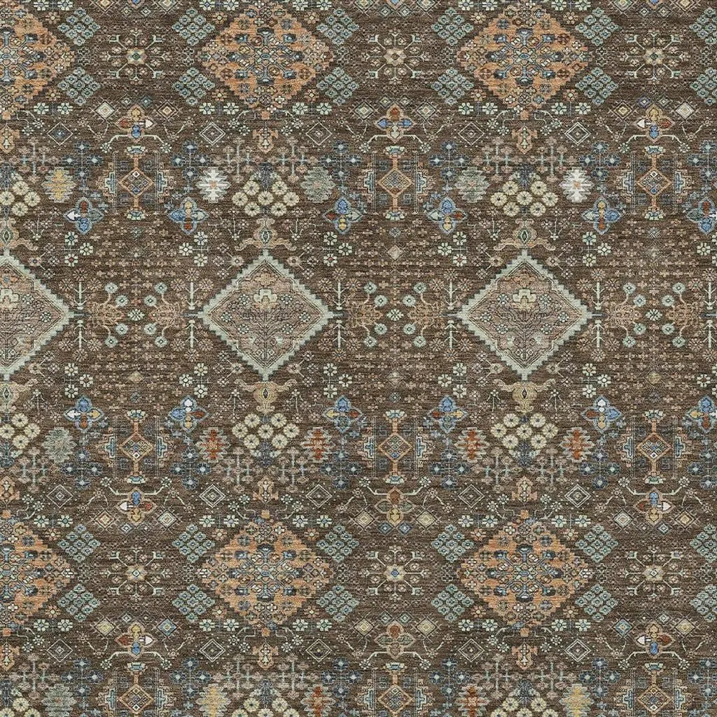 3' X 5' Chocolate And Brown Geometric Washable Indoor Outdoor Area Rug Homeroots Outdoor