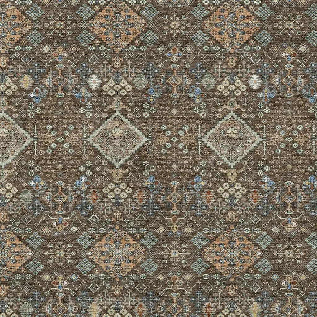 3' X 5' Chocolate And Brown Geometric Washable Indoor Outdoor Area Rug Homeroots Outdoor