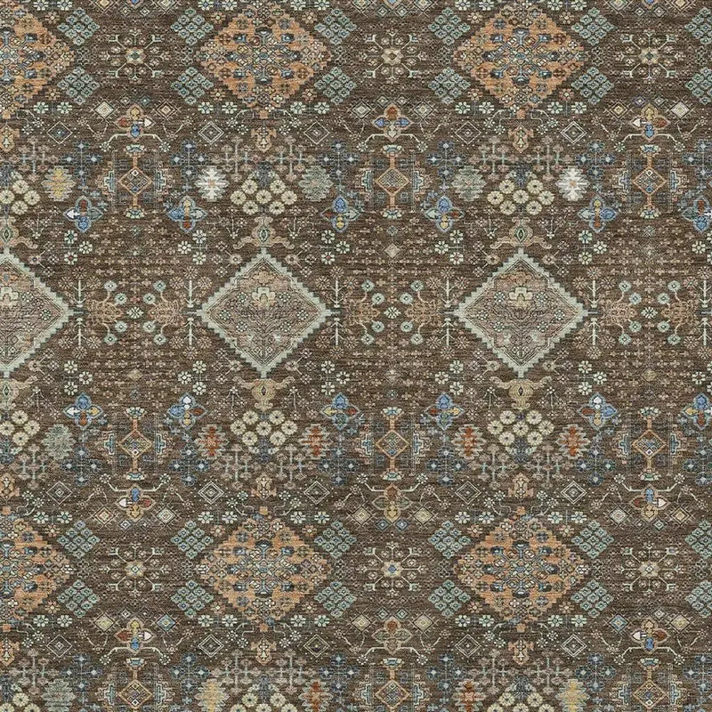 3' X 5' Chocolate And Brown Geometric Washable Indoor Outdoor Area Rug Homeroots Outdoor