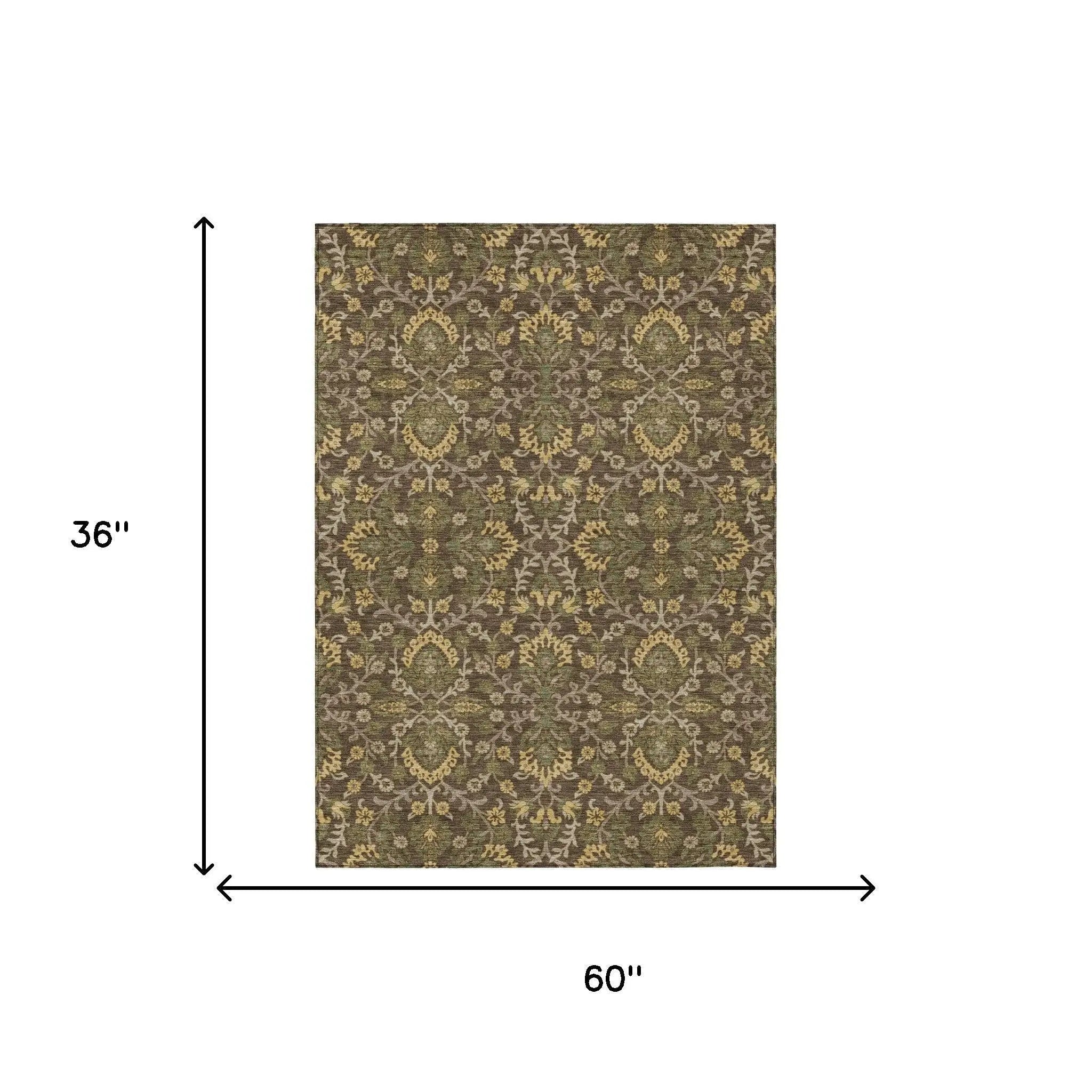 3' X 5' Chocolate And Brown Geometric Washable Indoor Outdoor Area Rug Homeroots Outdoor