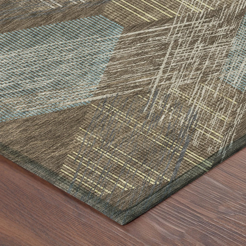3' X 5' Chocolate And Brown Geometric Washable Indoor Outdoor Area Rug Homeroots Outdoor