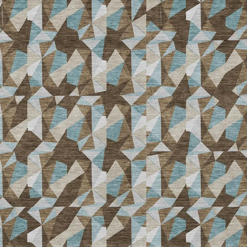 3' X 5' Chocolate And Brown Geometric Washable Indoor Outdoor Area Rug Homeroots Outdoor