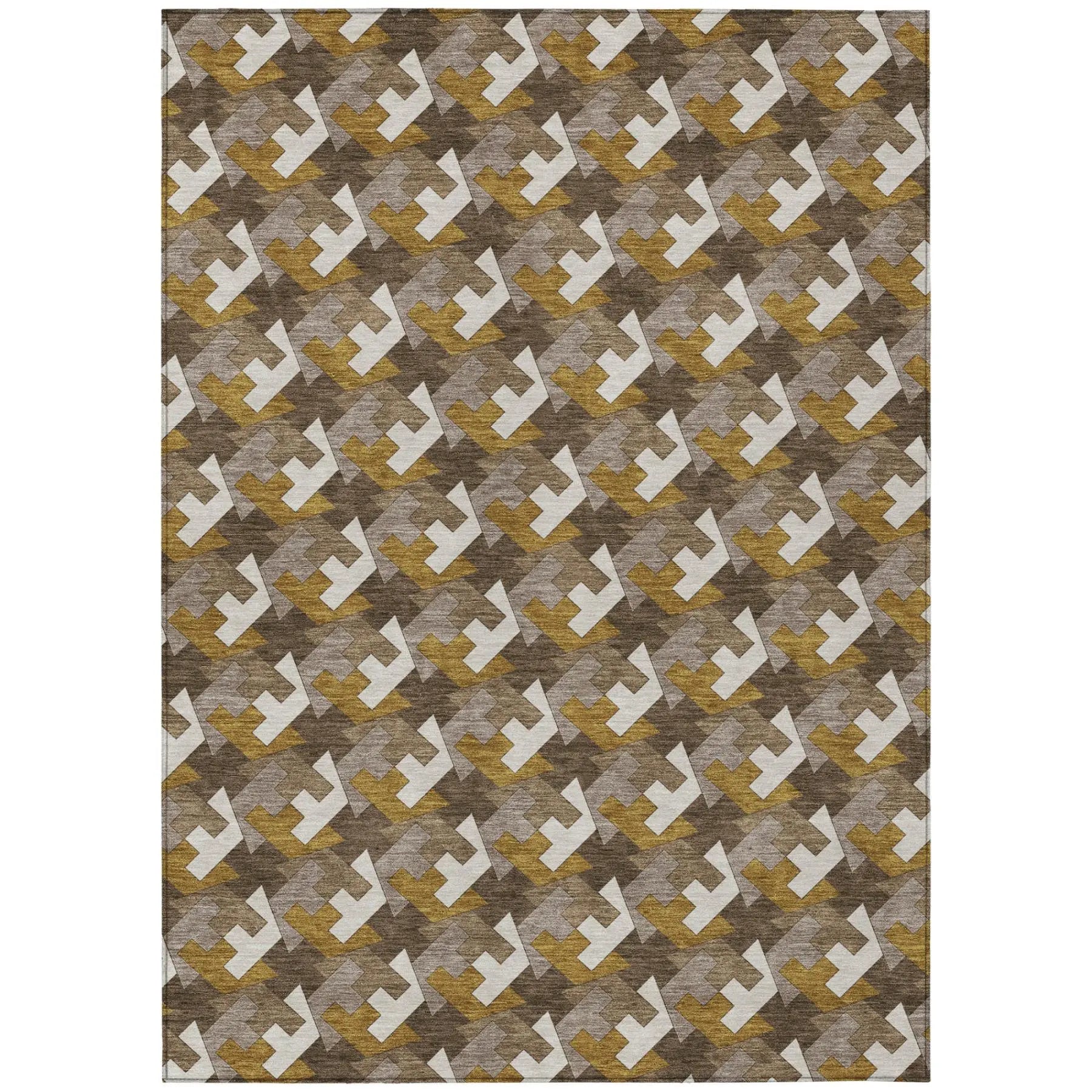 3' X 5' Chocolate And Brown Geometric Washable Indoor Outdoor Area Rug Homeroots Outdoor