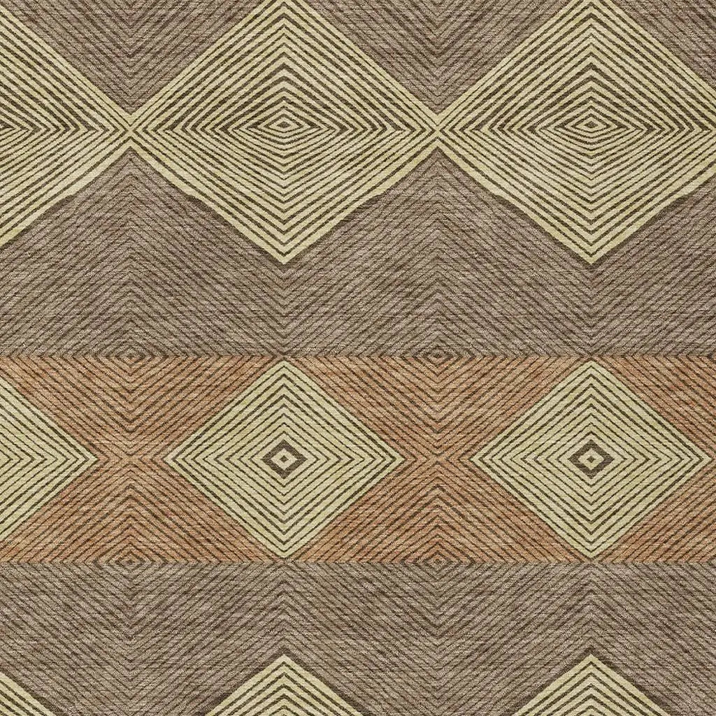 3' X 5' Chocolate And Brown Geometric Washable Indoor Outdoor Area Rug Homeroots Outdoor