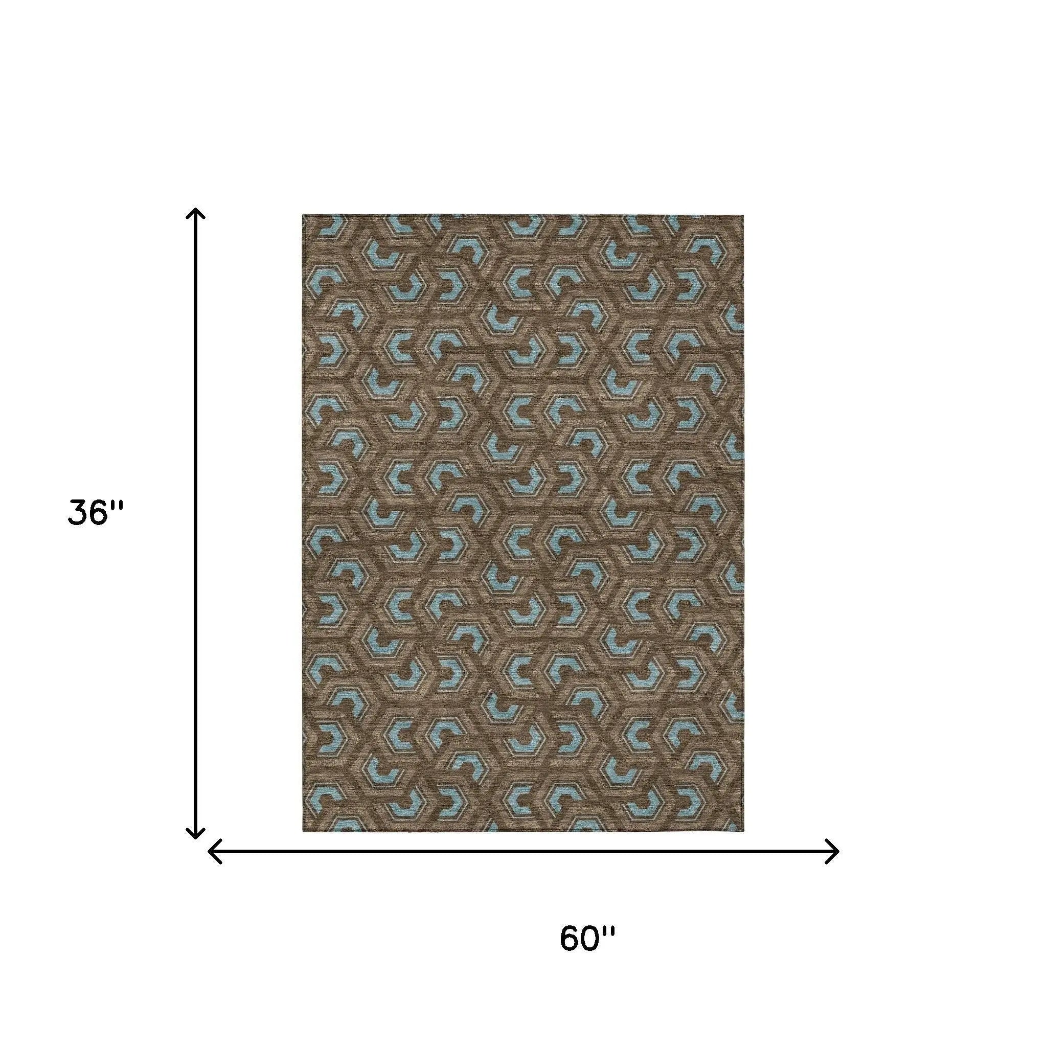 3' X 5' Chocolate And Brown Geometric Washable Indoor Outdoor Area Rug Homeroots Outdoor