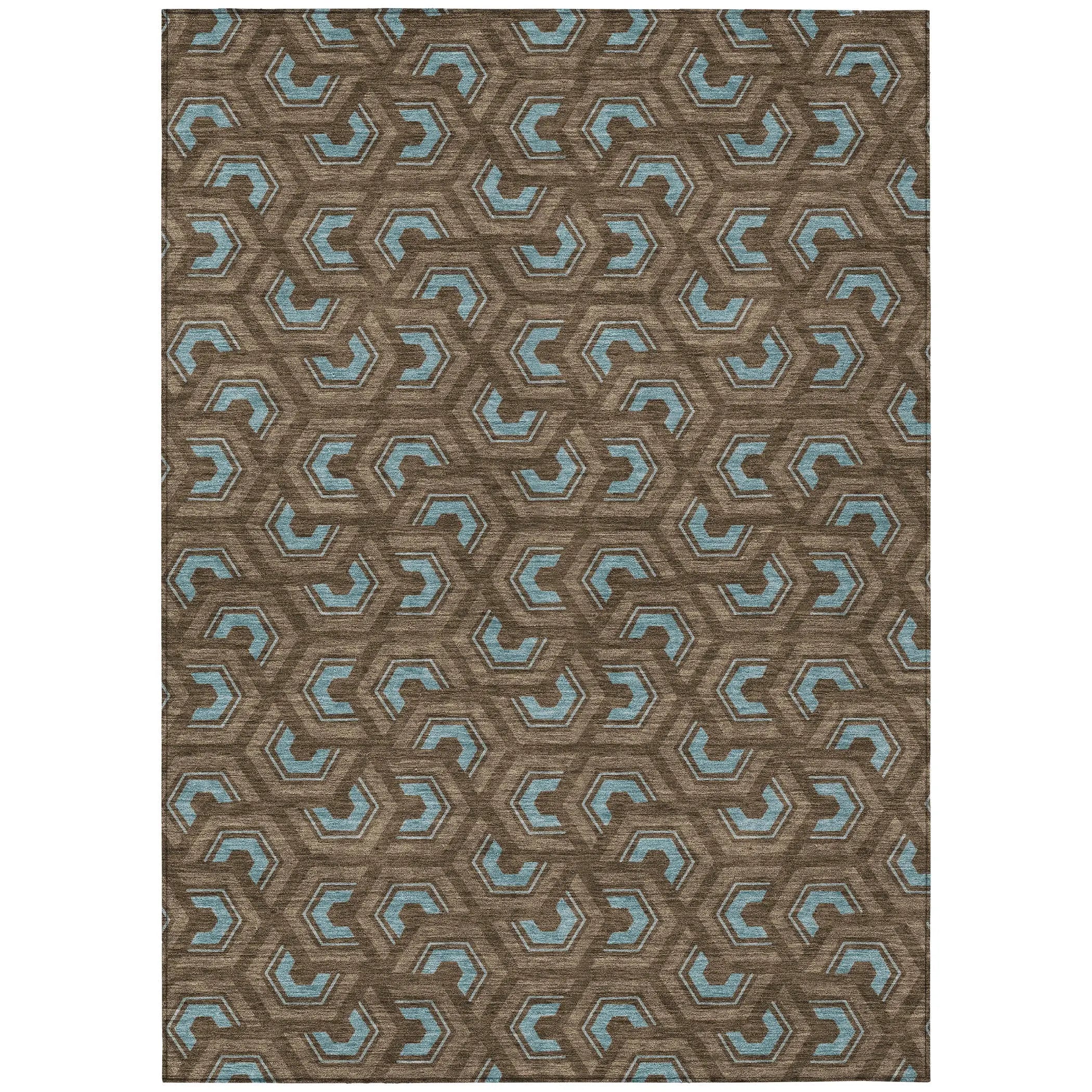 3' X 5' Chocolate And Brown Geometric Washable Indoor Outdoor Area Rug Homeroots Outdoor