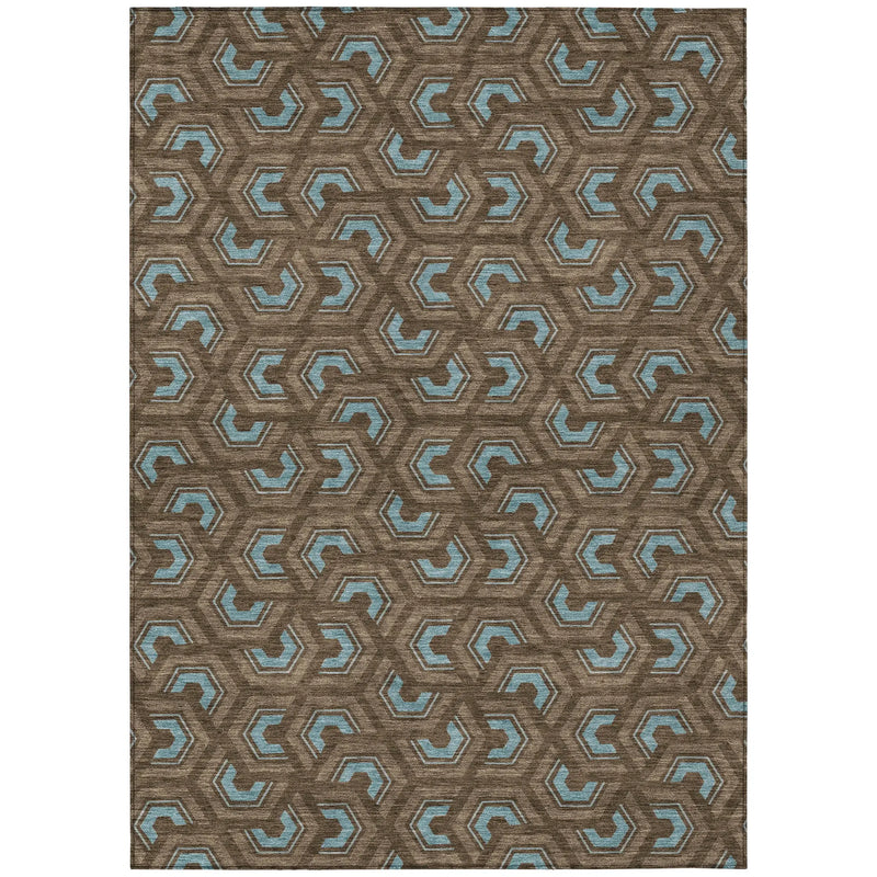 3' X 5' Chocolate And Brown Geometric Washable Indoor Outdoor Area Rug Homeroots Outdoor