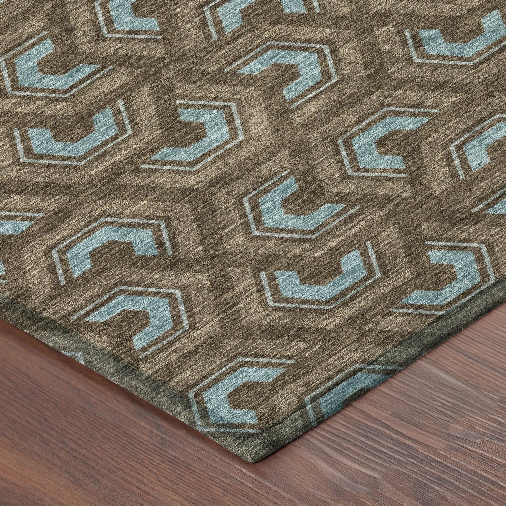 3' X 5' Chocolate And Brown Geometric Washable Indoor Outdoor Area Rug Homeroots Outdoor