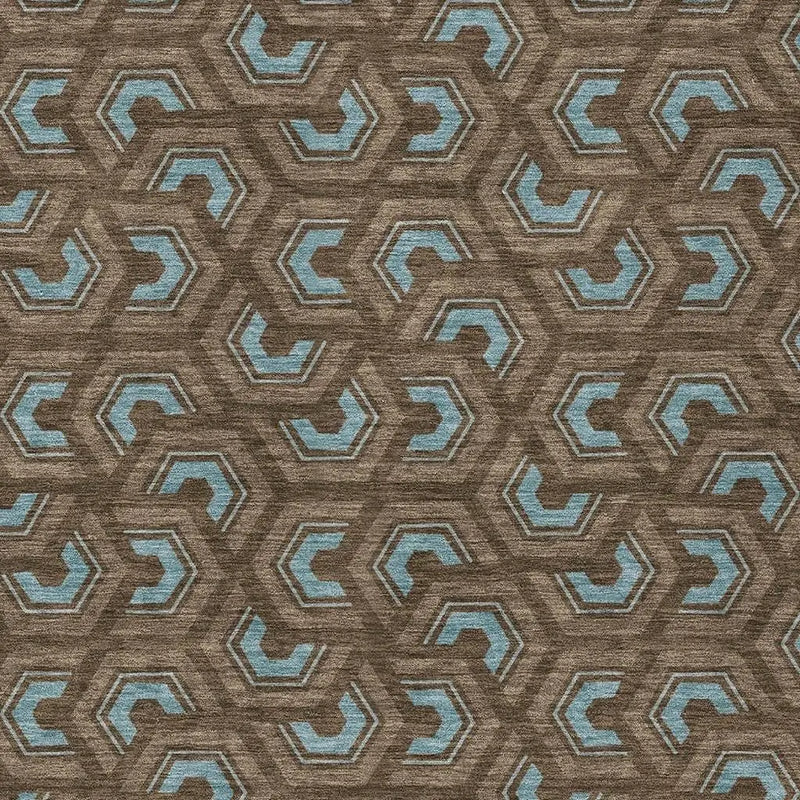 3' X 5' Chocolate And Brown Geometric Washable Indoor Outdoor Area Rug Homeroots Outdoor