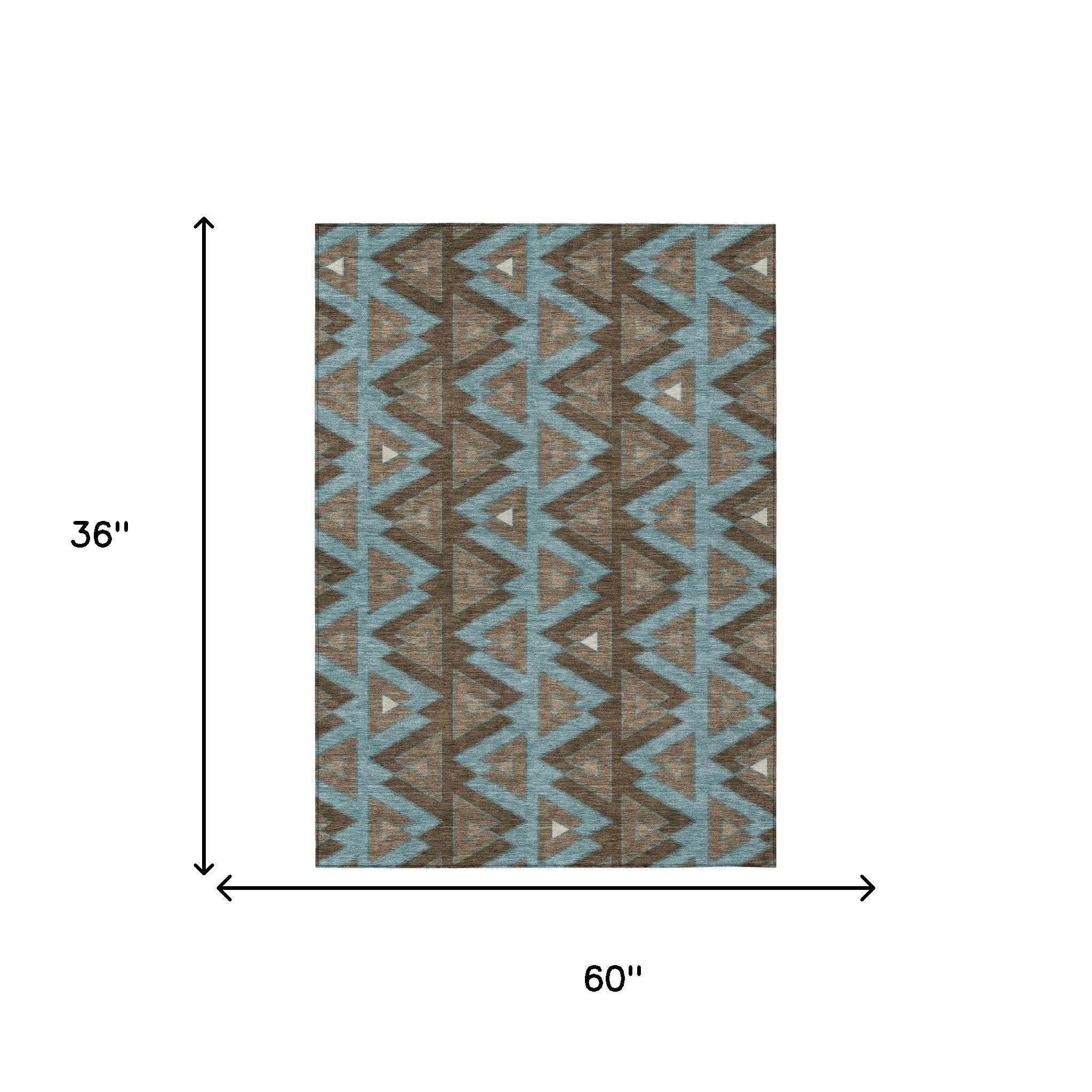 3' X 5' Chocolate And Brown Geometric Washable Indoor Outdoor Area Rug Homeroots Outdoor