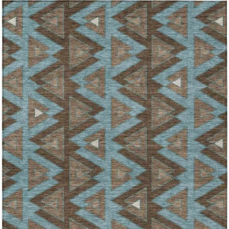 3' X 5' Chocolate And Brown Geometric Washable Indoor Outdoor Area Rug Homeroots Outdoor