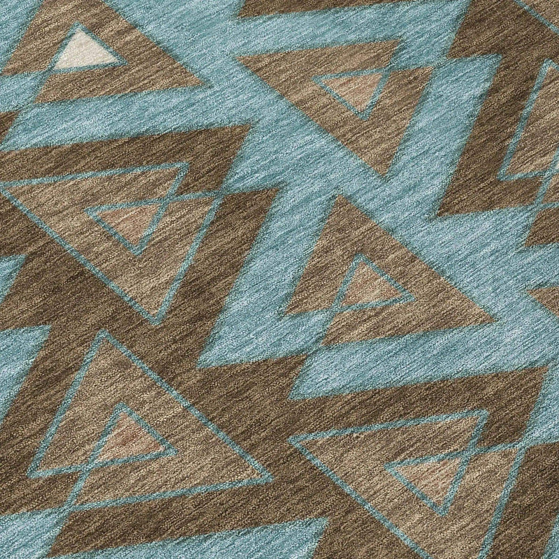 3' X 5' Chocolate And Brown Geometric Washable Indoor Outdoor Area Rug Homeroots Outdoor