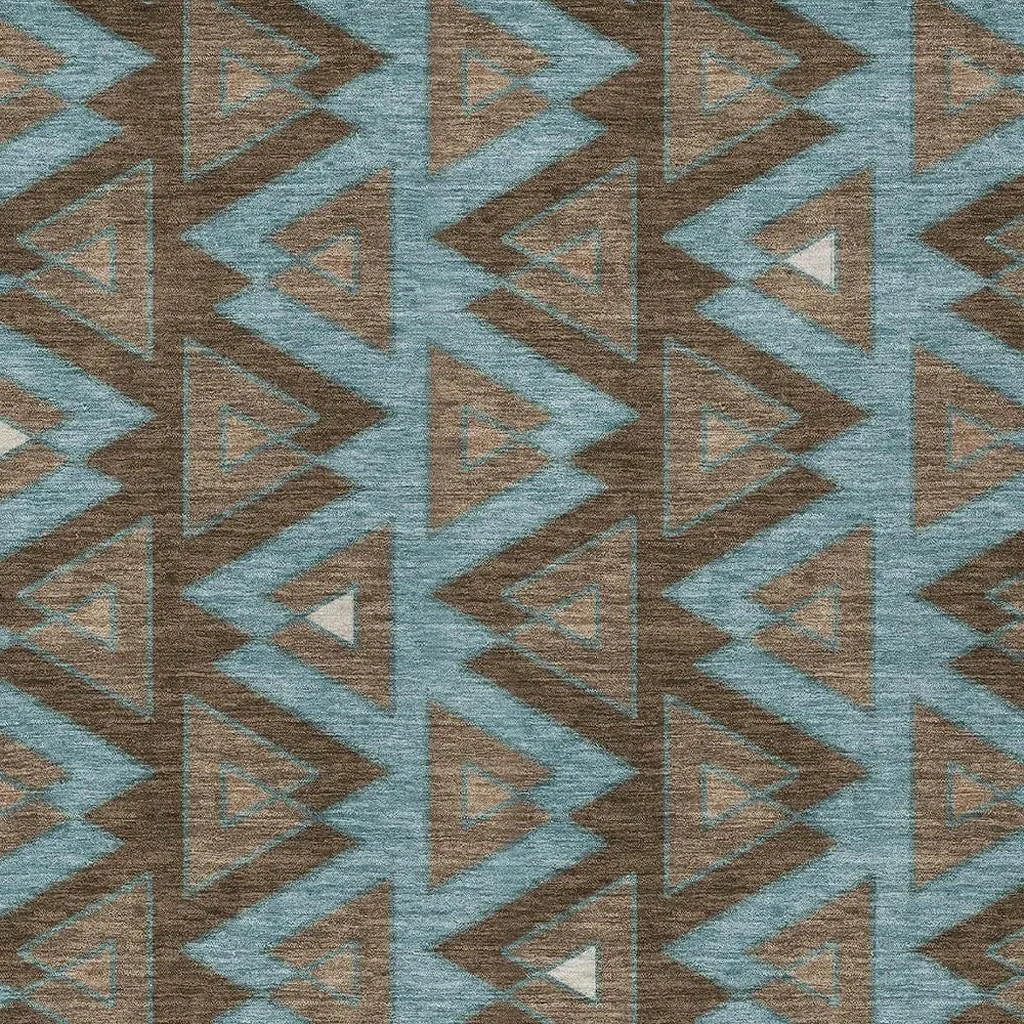 3' X 5' Chocolate And Brown Geometric Washable Indoor Outdoor Area Rug Homeroots Outdoor