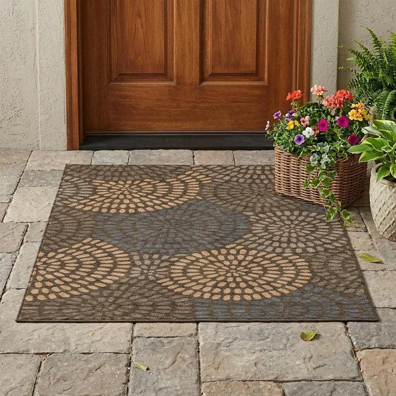 3' X 5' Chocolate And Brown Geometric Washable Indoor Outdoor Area Rug Homeroots Outdoor