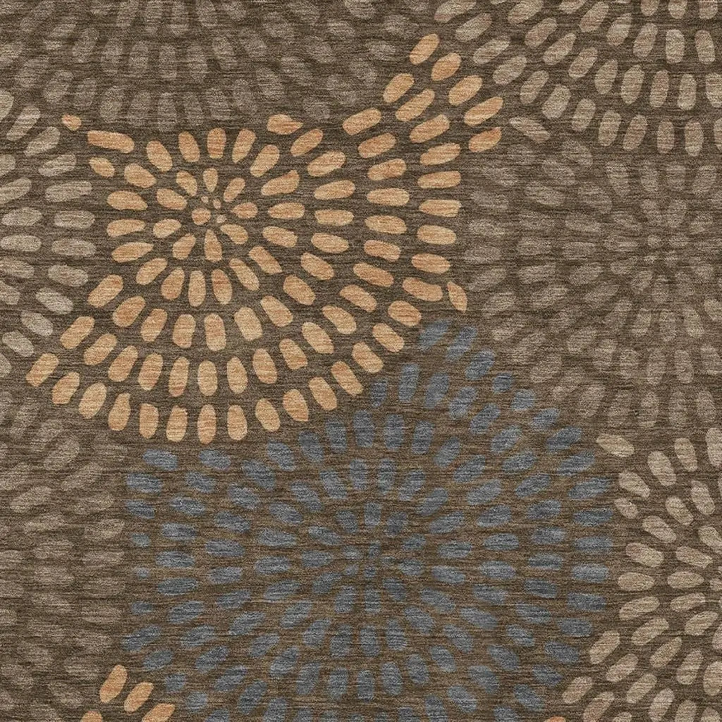 3' X 5' Chocolate And Brown Geometric Washable Indoor Outdoor Area Rug Homeroots Outdoor