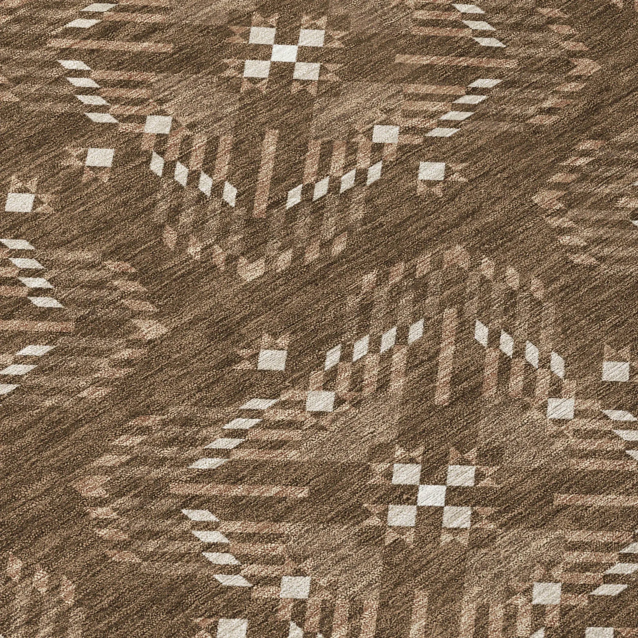 3' X 5' Chocolate And Brown Geometric Washable Indoor Outdoor Area Rug Homeroots Outdoor