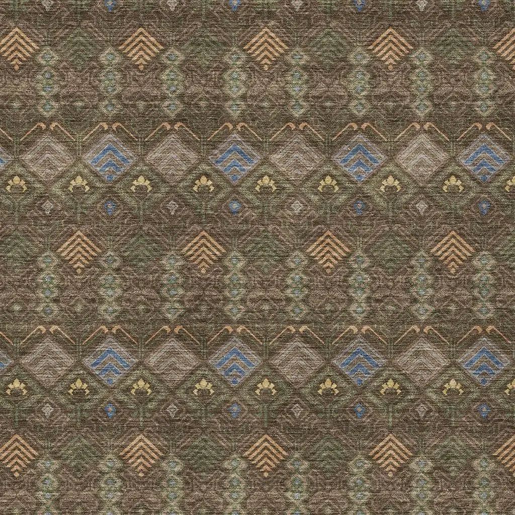 3' X 5' Chocolate And Brown Geometric Washable Indoor Outdoor Area Rug Homeroots Outdoor
