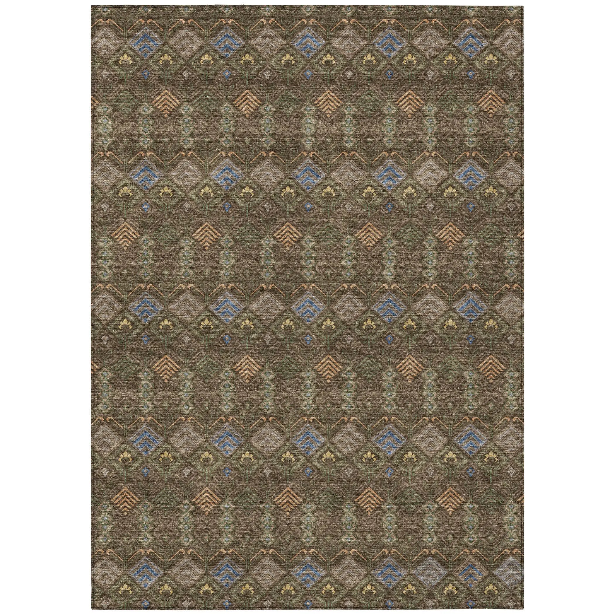 3' X 5' Chocolate And Brown Geometric Washable Indoor Outdoor Area Rug Homeroots Outdoor