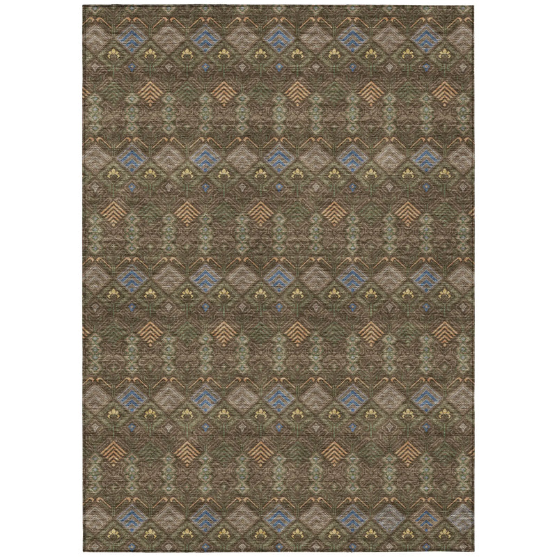 3' X 5' Chocolate And Brown Geometric Washable Indoor Outdoor Area Rug Homeroots Outdoor