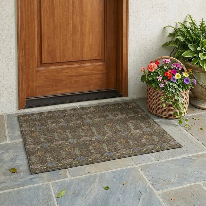 3' X 5' Chocolate And Brown Geometric Washable Indoor Outdoor Area Rug Homeroots Outdoor