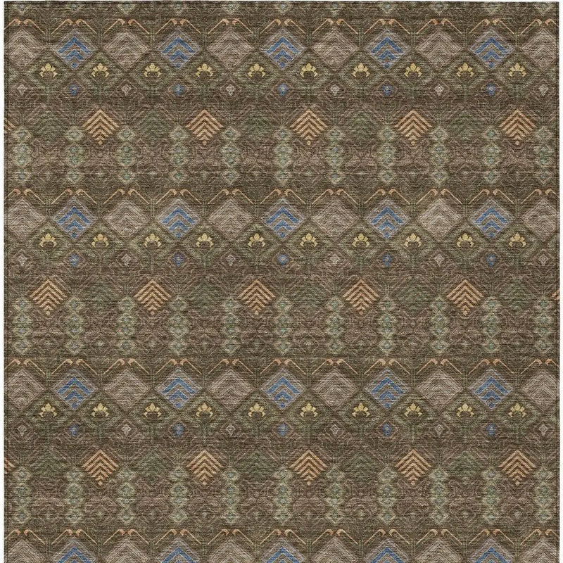 3' X 5' Chocolate And Brown Geometric Washable Indoor Outdoor Area Rug Homeroots Outdoor