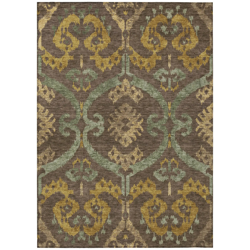 3' X 5' Chocolate And Brown Ikat Washable Indoor Outdoor Area Rug Homeroots Outdoor