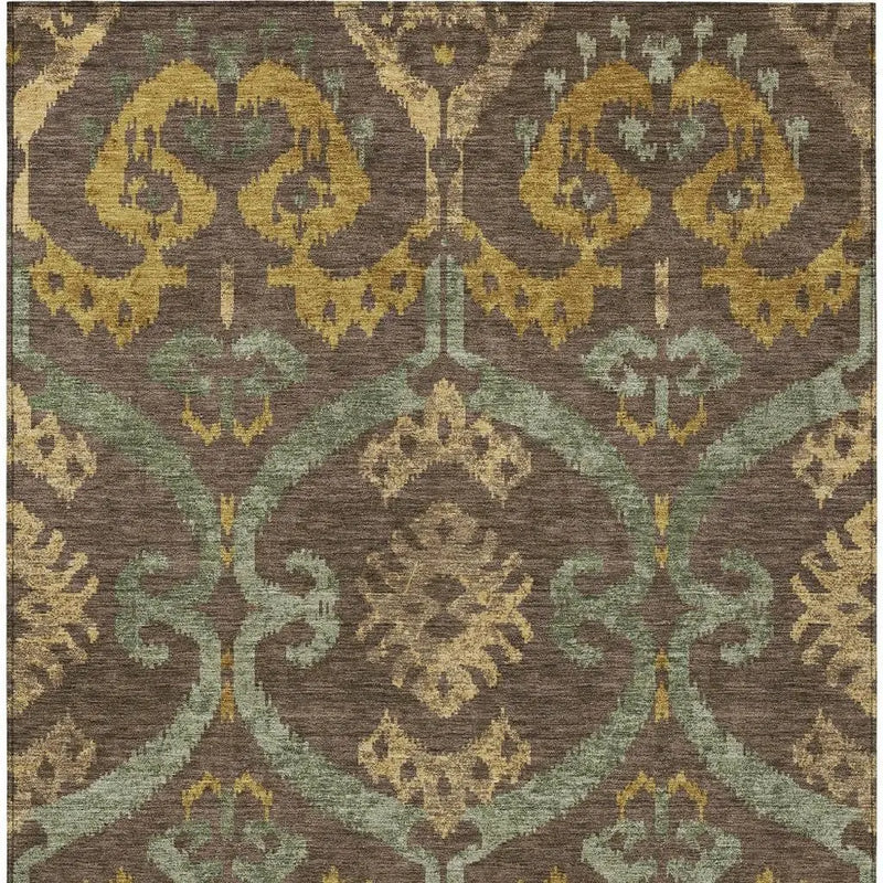 3' X 5' Chocolate And Brown Ikat Washable Indoor Outdoor Area Rug Homeroots Outdoor