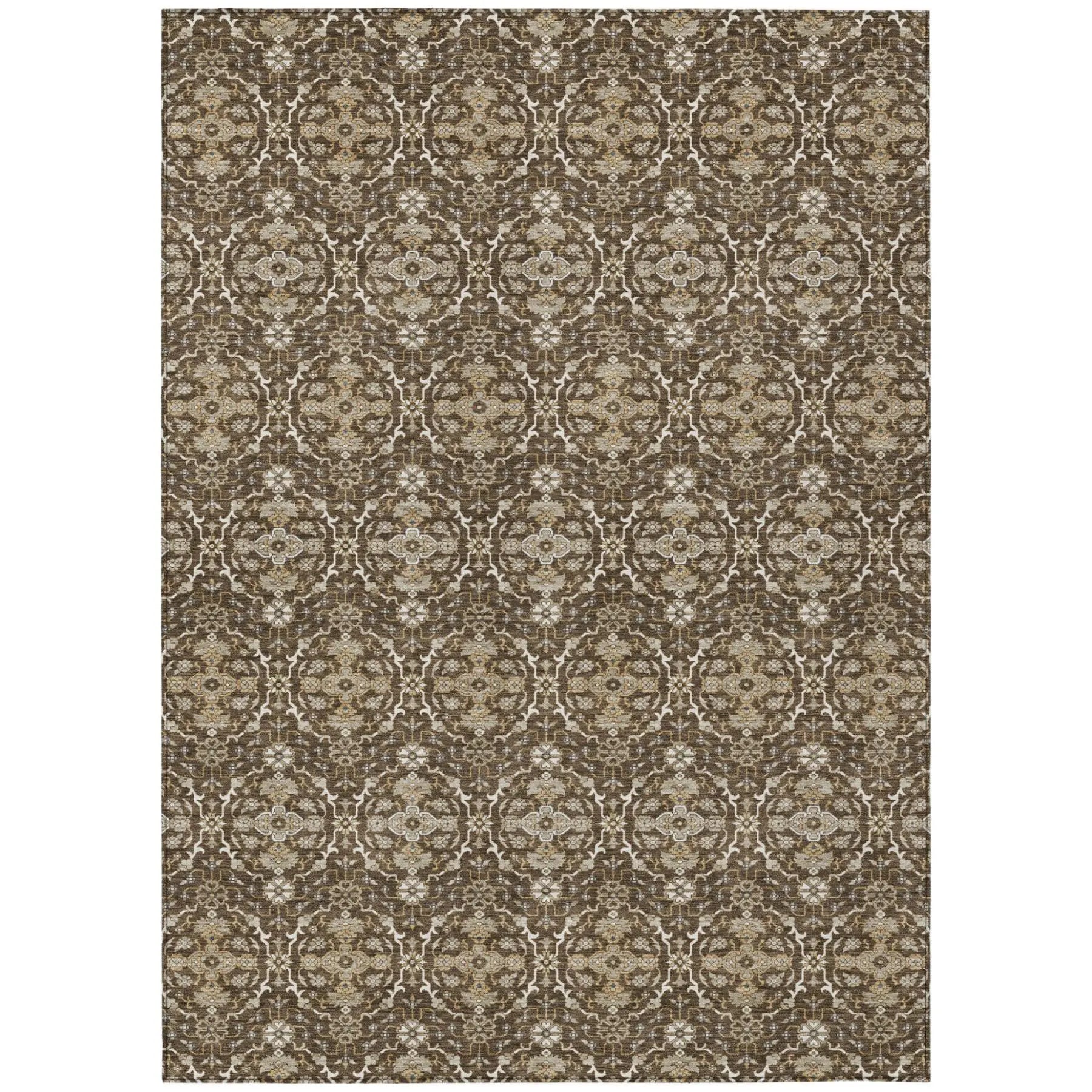 3' X 5' Chocolate And Brown Oriental Washable Indoor Outdoor Area Rug Homeroots Outdoor