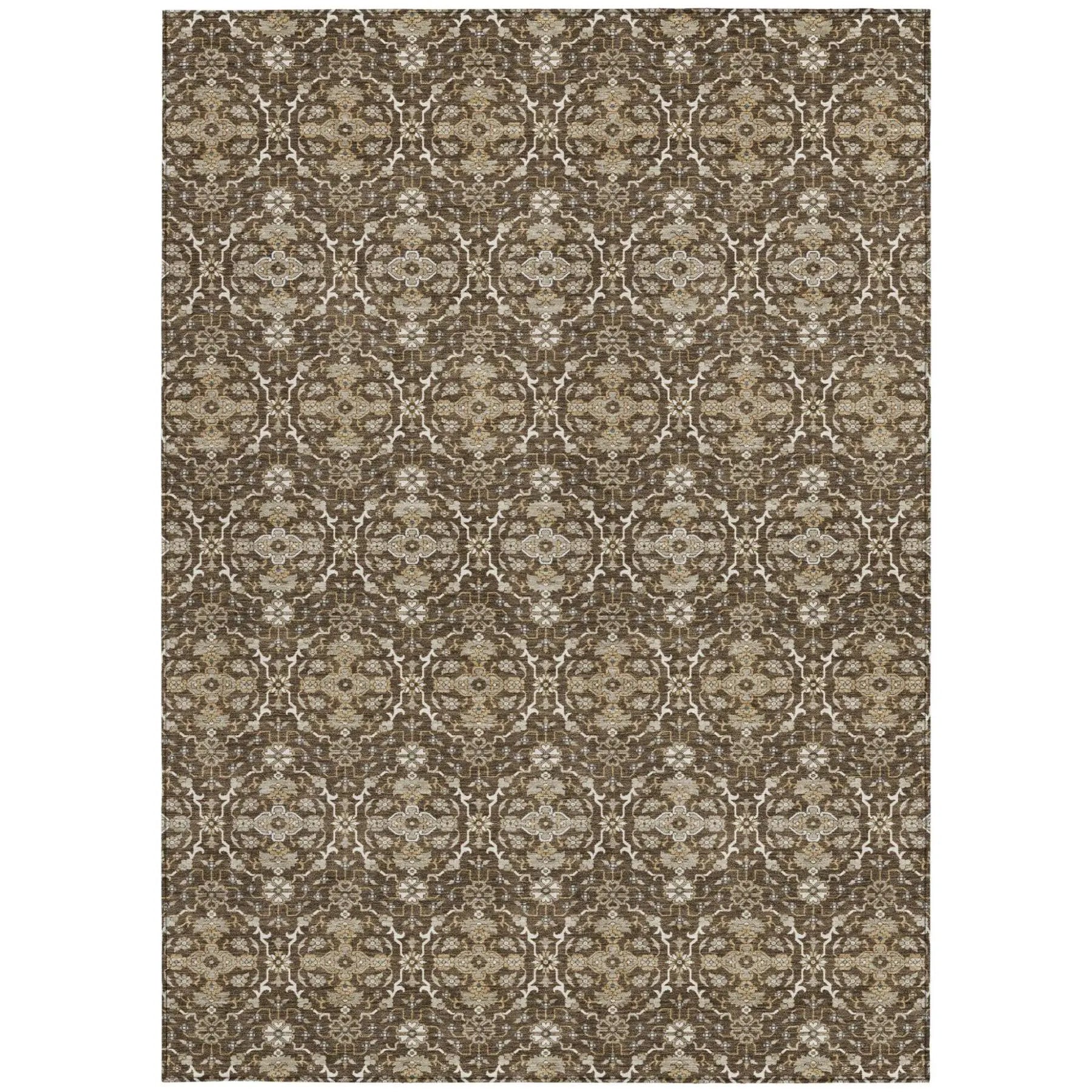 3' X 5' Chocolate And Brown Oriental Washable Indoor Outdoor Area Rug Homeroots Outdoor