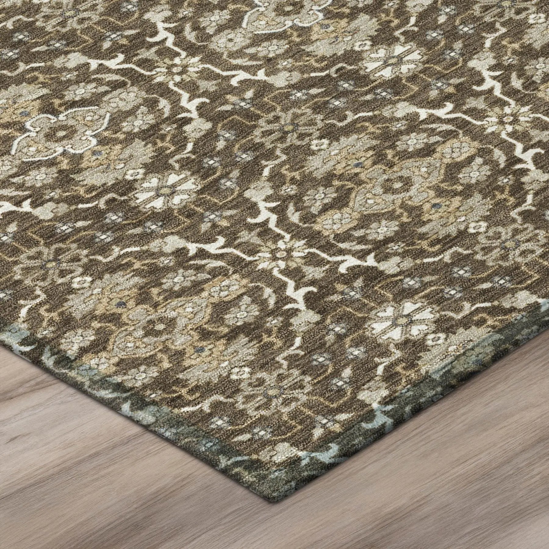 3' X 5' Chocolate And Brown Oriental Washable Indoor Outdoor Area Rug Homeroots Outdoor