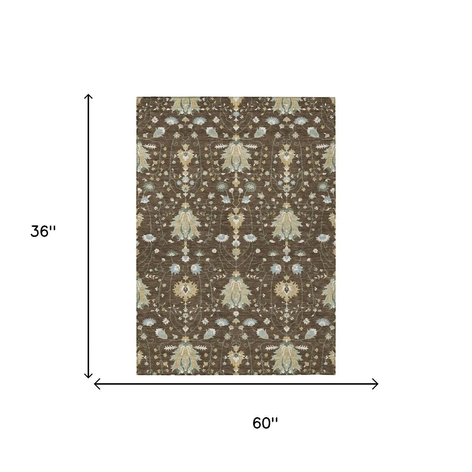 3' X 5' Chocolate And Brown Oriental Washable Indoor Outdoor Area Rug Homeroots Outdoor
