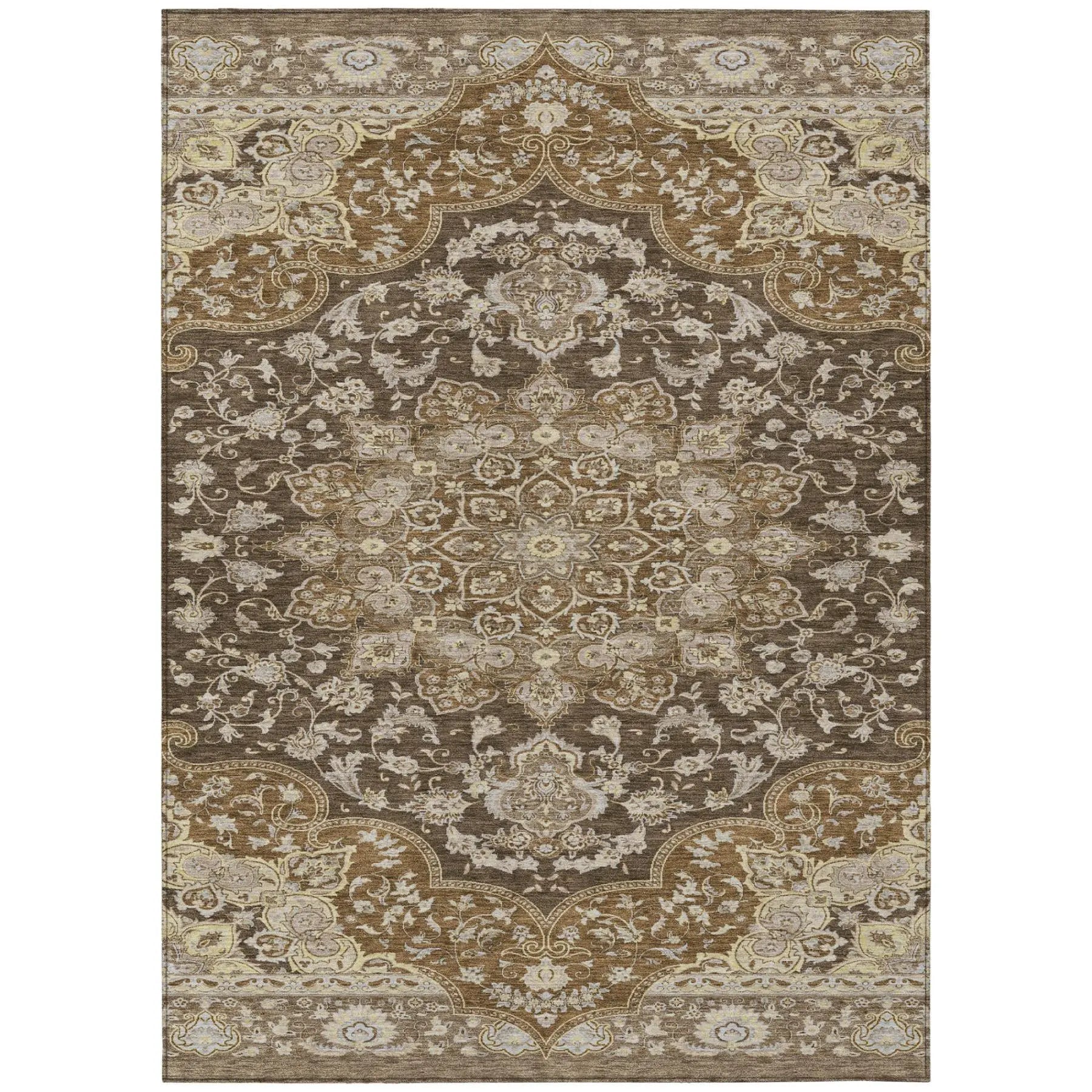 3' X 5' Chocolate And Brown Oriental Washable Indoor Outdoor Area Rug Homeroots Outdoor