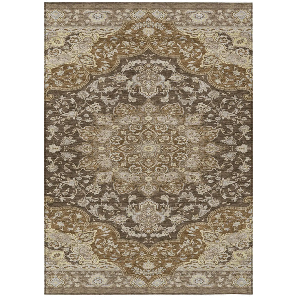 3' X 5' Chocolate And Brown Oriental Washable Indoor Outdoor Area Rug Homeroots Outdoor