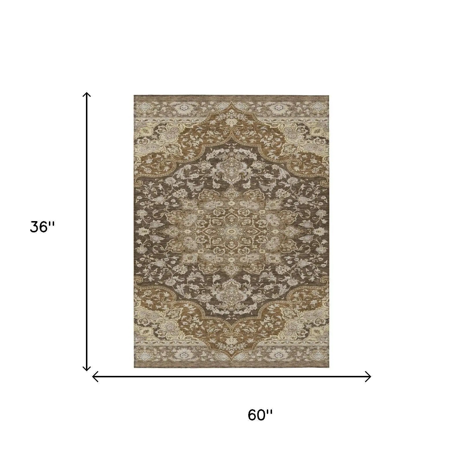 3' X 5' Chocolate And Brown Oriental Washable Indoor Outdoor Area Rug Homeroots Outdoor