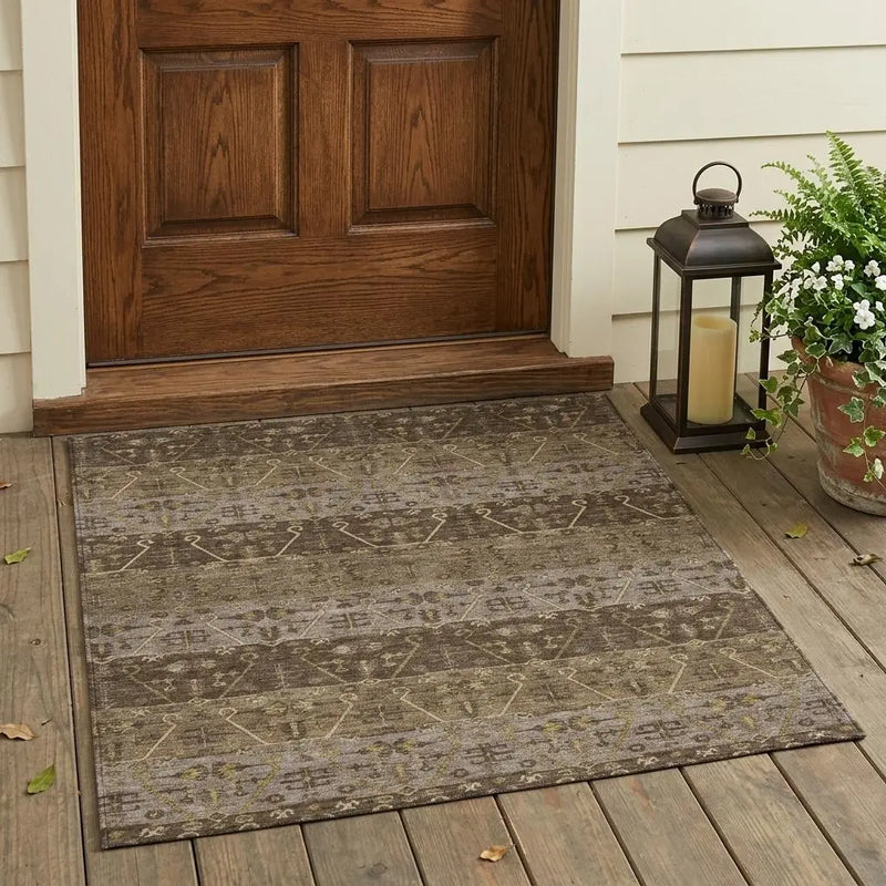 3' X 5' Chocolate And Brown Oriental Washable Indoor Outdoor Area Rug Homeroots Outdoor