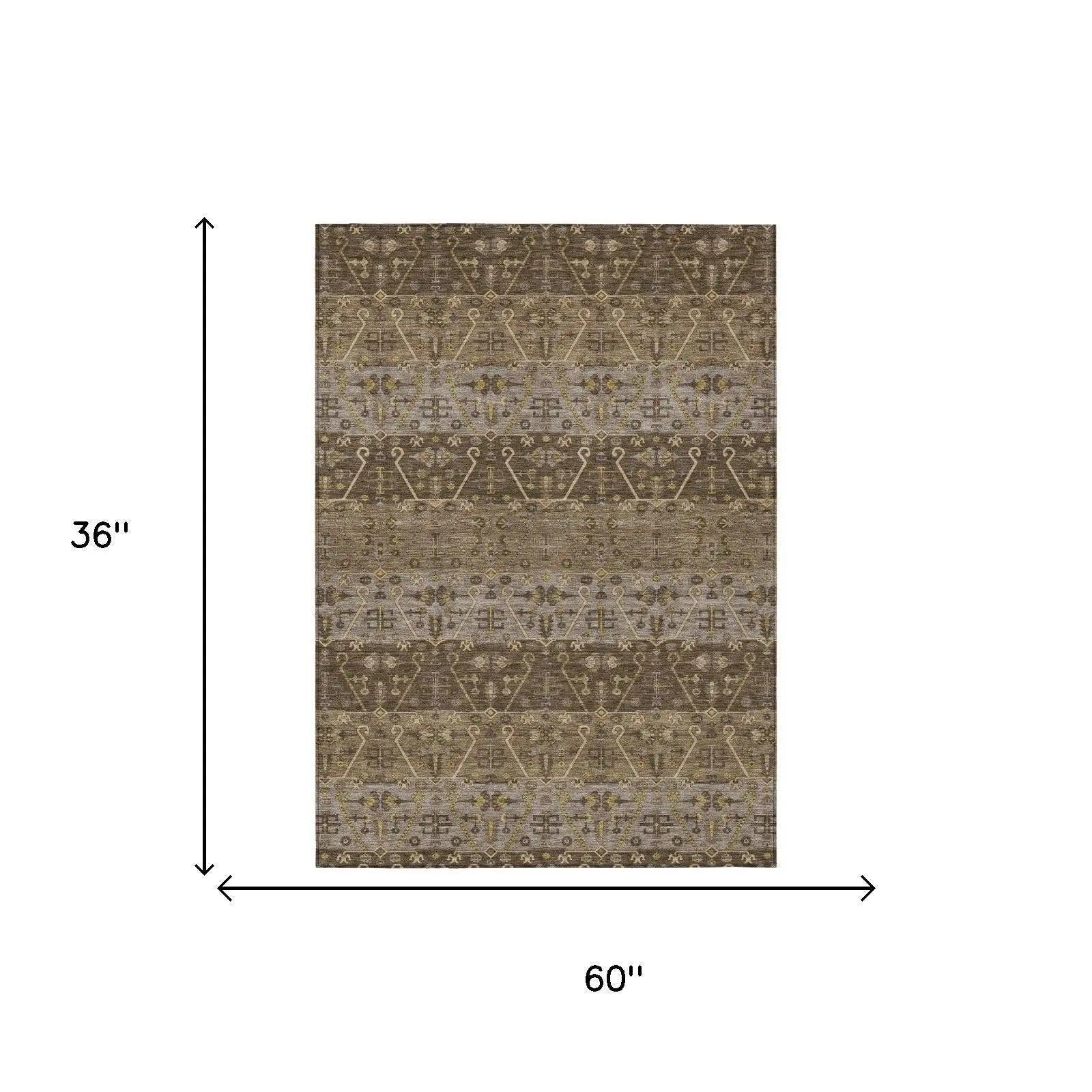 3' X 5' Chocolate And Brown Oriental Washable Indoor Outdoor Area Rug Homeroots Outdoor