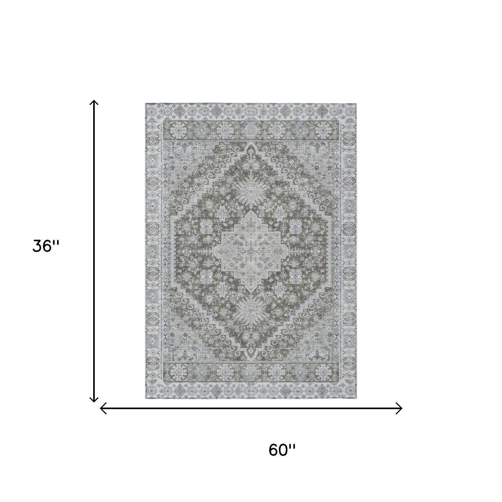 3' X 5' Chocolate And Brown Oriental Washable Indoor Outdoor Area Rug Homeroots Outdoor