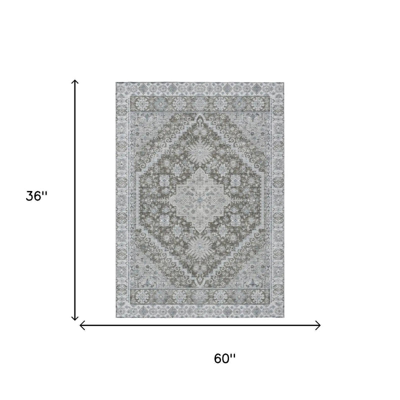 3' X 5' Chocolate And Brown Oriental Washable Indoor Outdoor Area Rug Homeroots Outdoor