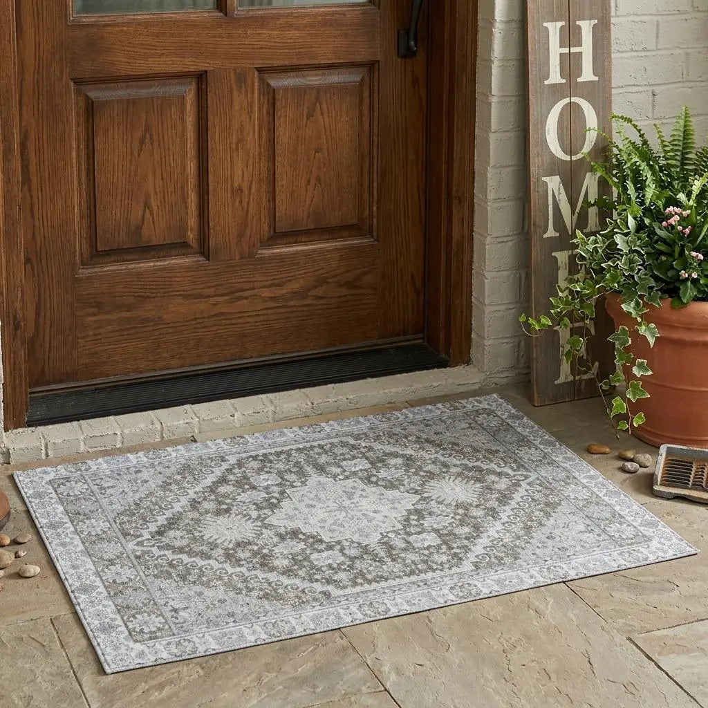 3' X 5' Chocolate And Brown Oriental Washable Indoor Outdoor Area Rug Homeroots Outdoor