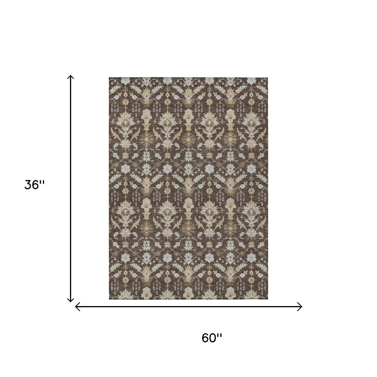 3' X 5' Chocolate And Brown Oriental Washable Indoor Outdoor Area Rug Homeroots Outdoor