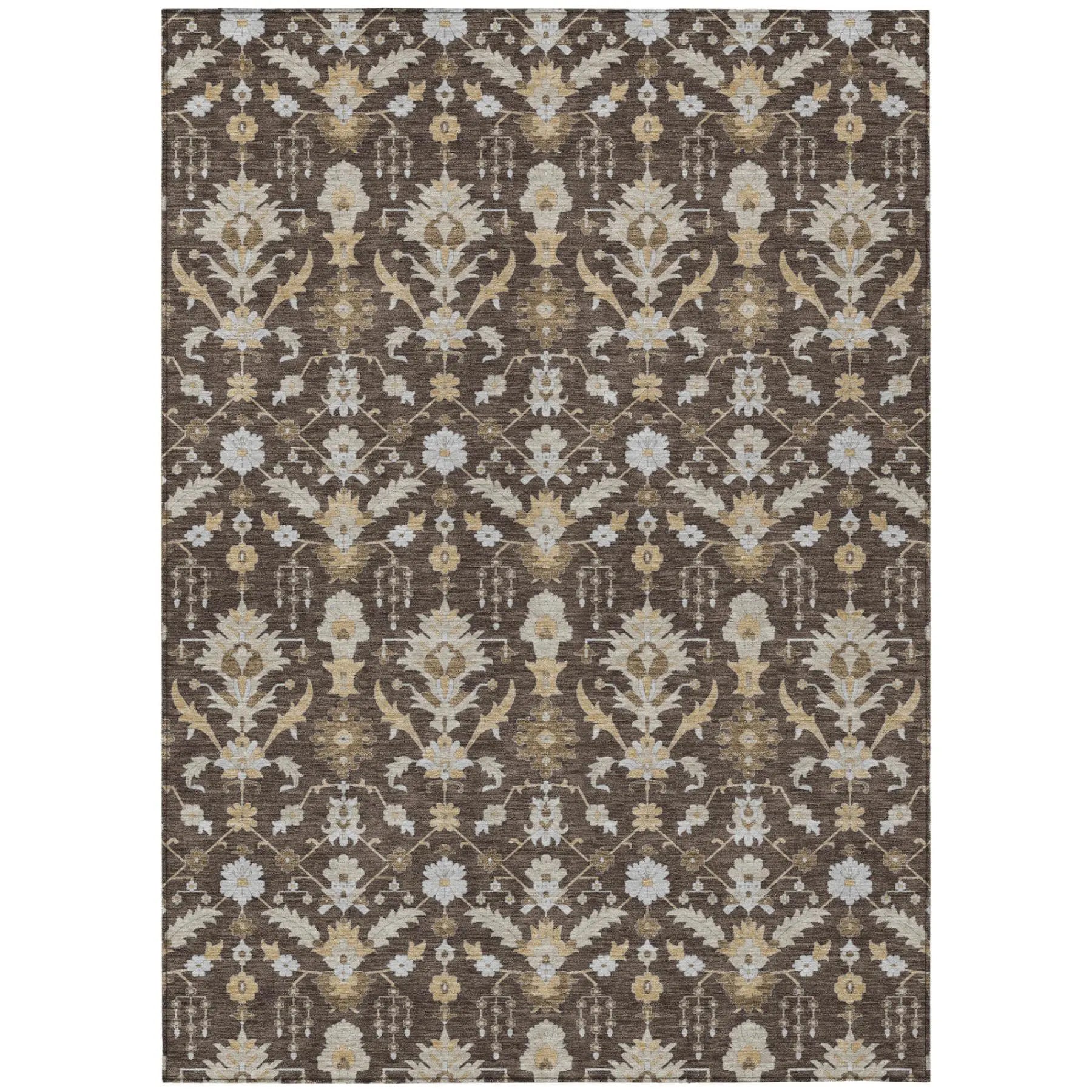 3' X 5' Chocolate And Brown Oriental Washable Indoor Outdoor Area Rug Homeroots Outdoor