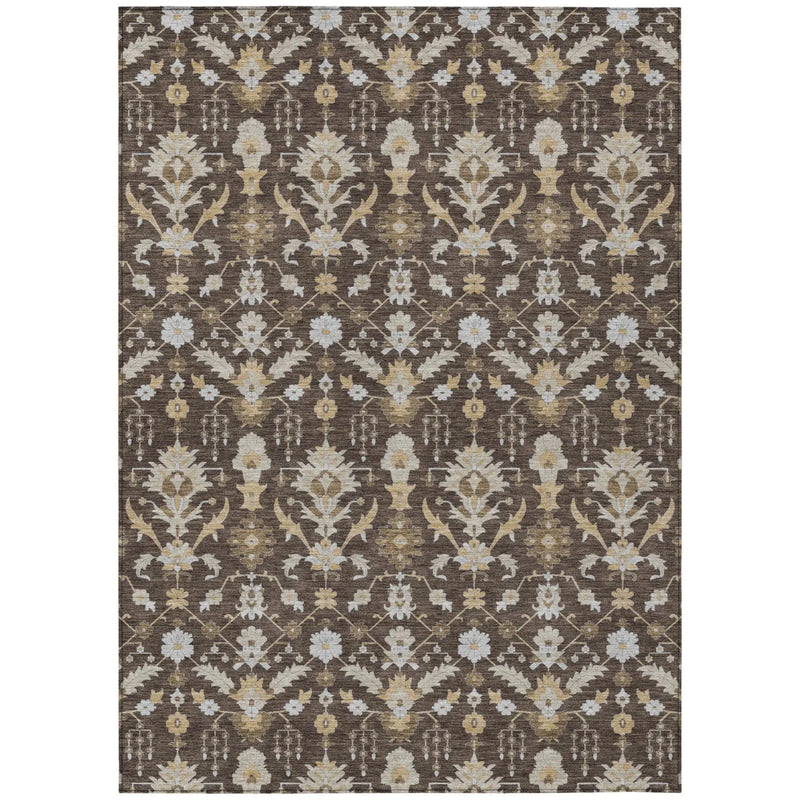 3' X 5' Chocolate And Brown Oriental Washable Indoor Outdoor Area Rug Homeroots Outdoor